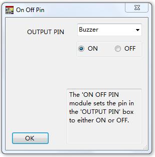 Click OK. Figure 5.3 g. Click Outputs in the ICONs menu and select OnOffPin in the ICON Properties list.