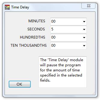 In the ICONs menu select another OnOffPin icon from the Outputs group. Place it at the end of the program, below the TimeDelay icon.