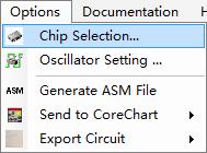 op down menu click Chip Selection. d. In the Chip Selection window click on STEMSEL in the Model column and then click OK.