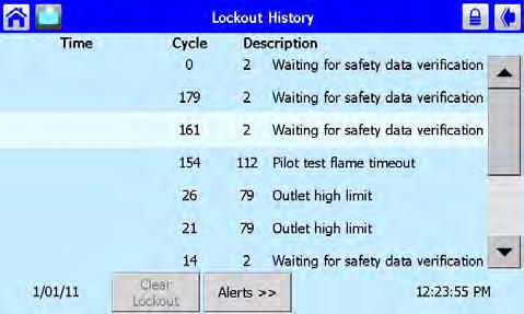 You can see more detailed information of an alert or lockout by touching the special entry on the screen.