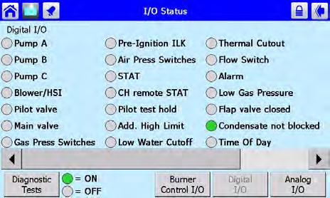 of the input and output signals Diagnostic tests of the pumps and burner modulation Note that these functions apply to just one