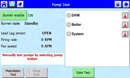 Burner Control I/O Screen A green dot indicates a function that is on. 2.