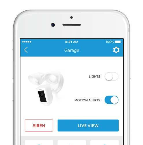 After setup, select your Floodlight Cam in the Ring app This will bring you to the Device Dashboard, where you can change settings and access various features.