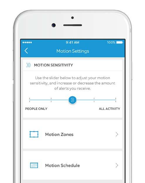 Select Motion Settings to customize your motion preferences Allows you to adjust the amount of alerts you receive.