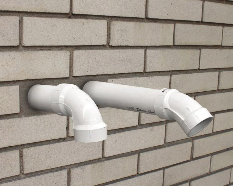 PVC pipe fits easily inside a standard stud wall, eliminating the additional framing and clearances required for metal vent pipe.