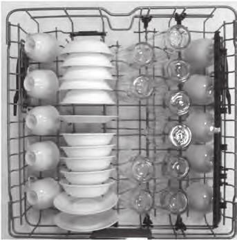 18 OPERATING INSTRUCTIONS LOADING THE UPPER RACK Use the upper rack for small or delicate items such as small plates, cups, saucers, glasses, and dishwasher-safe plastic items.
