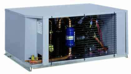 The condenser 1) Using a fan, removes heat from the refrigerant gas returning from the walk-in cooler.