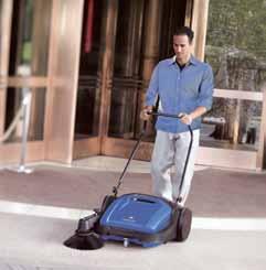 High Productivity Sweeping For preventing soil from entering the building, the Radius 360 Ride-On Sweeper can sweep larger areas, like parking lots, quickly and efficiently.