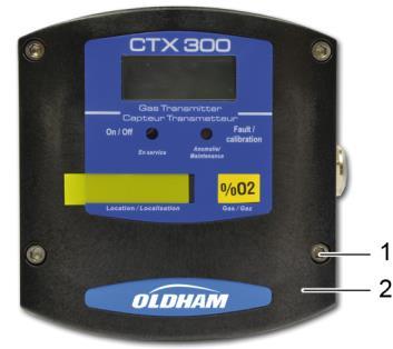 Operating mode CTX300 with display Remove the 4 screws (ref. 1).