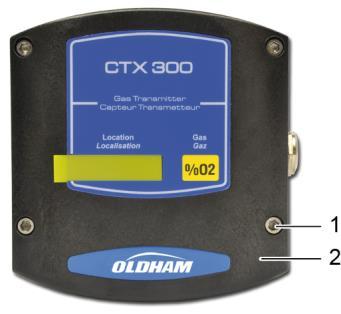 CTX 300 without display Unscrew the 4 screws (ref. 1). Remove the cover (rep. 2).