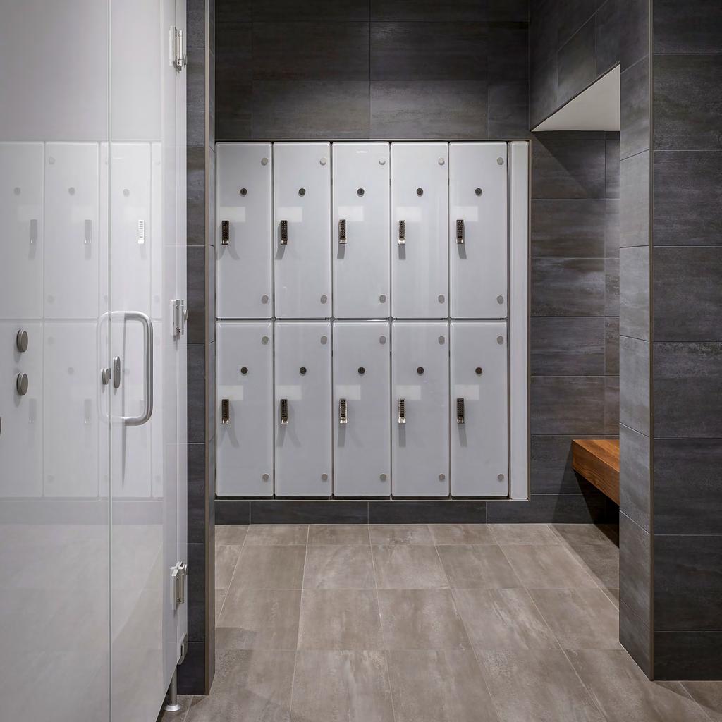 Compartments of variable height provide high storage space for walking aids used by people with reduced mobility, including wall mounted lockers to give wheelchair access, and