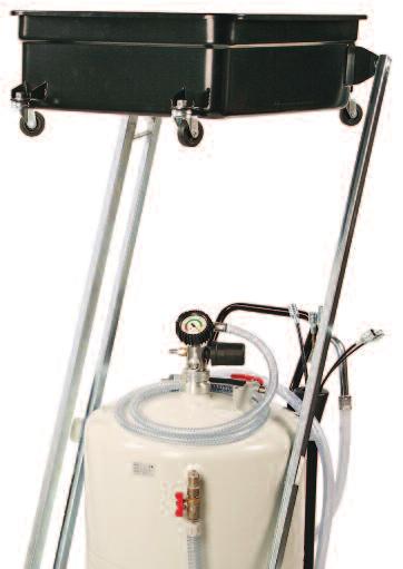26265G This 31 gallon capacity extractor/drain features dual arm cantilevers that provide stability and rigidity for the large 13 gallon capacity drain pan.