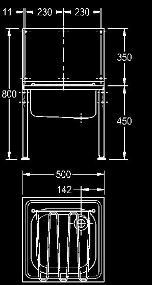 207.0480.276 (WB440COP-UK) 436 x 319 x 490mm FLOOR STANDING BUCKET SINK WITH SPLASHBACK Floor standing bucket sink manufactured from grade 1.