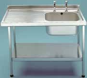 CATERING SINKS, TABLES AND EQUIPMENT MINI CATERING SINKS CATERING SINKS, TABLES AND EQUIPMENT MINI CATERING SINKS 600MM WIDE - SINGLE BOWL Mini sinks are manufactured from 1.