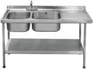 Single bowl sinks have two holes drilled at 180mm centres suitable for either 13mm pillar taps or mixer taps. An earthing lug is fitted under the drainer.