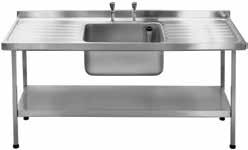 CATERING SINKS, TABLES AND EQUIPMENT MIDI CATERING SINKS MIDI CATERING SINKS 650MM WIDE - SINGLE/DOUBLE BOWL Midi sinks are manufactured from 1.