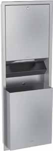 8mm, flat front cover, cylinder lock with Franke standard key, loading capacity 500-800 paper towels depending on brand and folding, waste bin with approximately 23 litre capacity, includes stainless