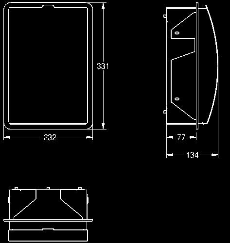 094 (STRX611E) 232 x 134 x 331mm STRATOS SMALL OPEN WASTE BIN FOR RECESSED MOUNTING Waste bin for recessed mounting, stainless steel, surface satin finish, front with
