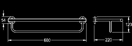600 (MEDX001HP) Single towel rail MEDIUS WALL MOUNTED DOUBLE