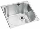 Waste, plug, chain and overflow are available as extras. No tap holes are provided therefore any taps to be fitted must be mounted either through the worktop or on the wall.