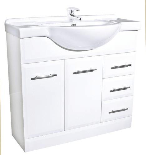 CLASSIC 10 Ceramic top - large bowl Space saving semi recessed design Metal drawer runners Soft Door Close Available with LH or RH drawers Tops & Cabinets sold separately TOP BOWL CABINET WIDTH DEPTH