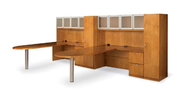 Pedestal Desks & Credenzas Choose from single or double pedestal desks, in 3/4 or full pedestals, with bow front or square tops.