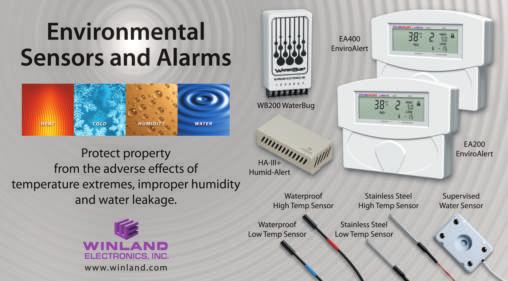 MULTI-FUNCTIONAL ENVIRONMENTAL ALARMS 553 WINLAND ELECTRONICS (1 Year Warranty) The EnviroAlert provides the flexibility to simultaneously monitor temperature, humidity and/or presence of water in