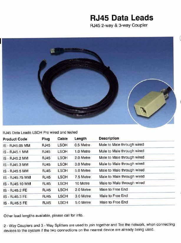 All detection devices are connected to the lighting control module using industry standard RJ45 patch leads.