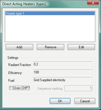 Figure 2-85: Direct acting heaters list Figure 2-86: Direct acting heater dialog 2.25.1.1 Reference Enter a description of the component.