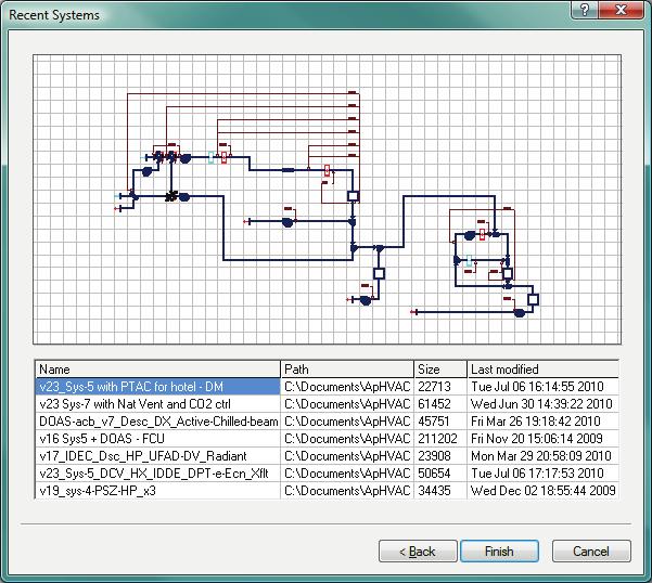 5.1.4 HVAC Wizard: Open Recent System Figure 5-4: Recent Systems view within the HVAC Wizard.