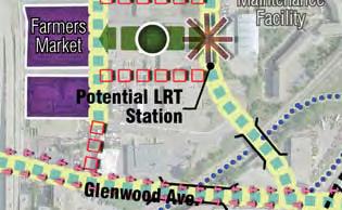 to Glenwood Ave. Light Rail Transit. In the case of any new transit line, the street grid should be expanded and healed in areas that improve access to the line and any potential station.
