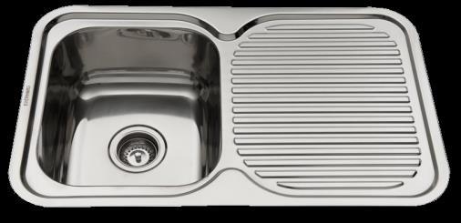 Kitchen Sinks - Above Counter NuGleam 780 - Single Bowl & Single Drainer F/L: 5113812 (RH) & 5113820 (LH)