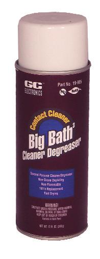 Aerosol Big Bath Contact Cleaner and Degreaser Big Bath Cleaner and Degreaser is an general purpose excellent cleaner/degreaser. The product is non-ozone depleting (contains no HCFC's or CFC's).
