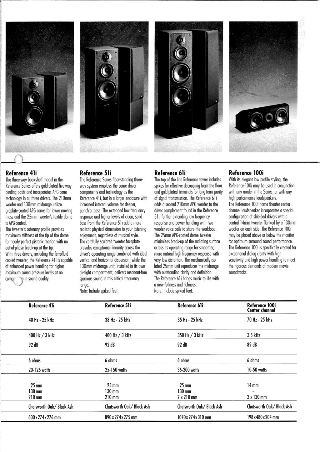 Reference 41i The three-way bookshelf model in the Reference Series offers gold-plated five-way binding posts and incorporates APG cone technology in all three drivers.