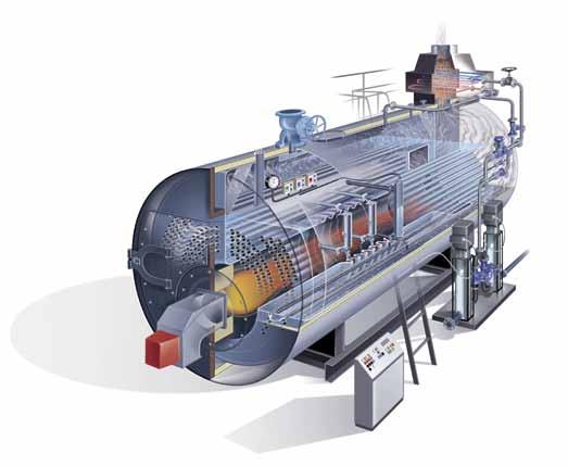 Steam boiler ndustrial Range Model Furnace Burner blast Fuel consumption Dimensions Burner hole diam.