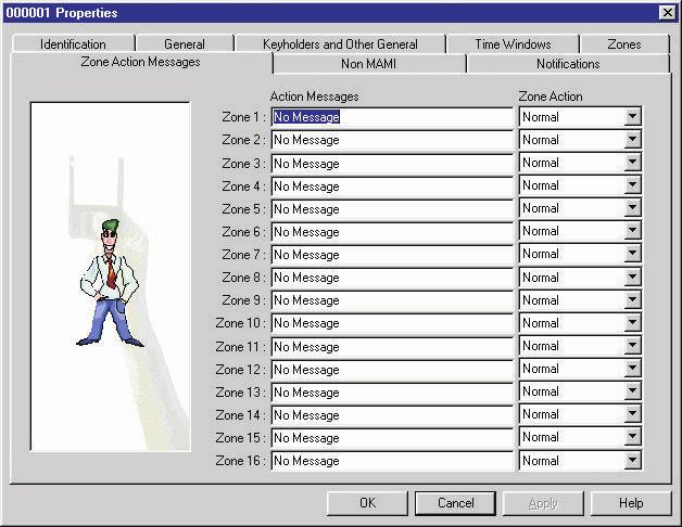 Step6 In the Zone Action Messages screen, each zone can have an action message that would tell the operator exactly what to do when that