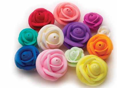 All Edibles Are Certified Kosher blue (pastel) Royal Icing Roses yellow