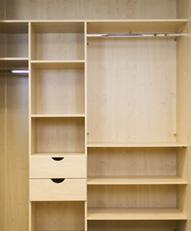Our wardrobe interiors are made from 18mm heavy grade board with chromed