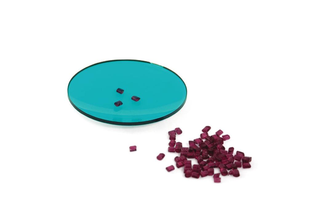 Figure 12 Preformulated polycarbonate pellets used to make filter lens blanks Filter - Polycarbonate Polycarbonate absorbing filters are manufactured with either clear base polycarbonate materials