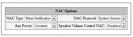 Main Menu - User Programming Programming NAC Options nac options2.jpg Figure 3.4 NAC Options NAC Type The NAC circuit can be programmed to activate for specific applications.