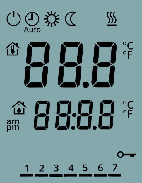The factory setting displays the current room temperature. 1.