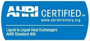 exchangers should be certified per AHRI Standard 400.