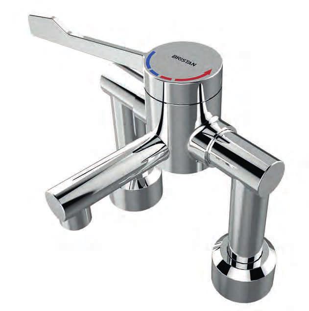 Single Control Deck Mounted Basin Mixer H6DMT Chrome HTM00 (DO8) compliant TMV hospital mixer tap with integral thermal lush mechanism.