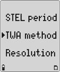 User Options Menu TWA Method The time-weighted average (TWA method) option is used to select either the Occupational Safety and Health Administration (OSHA) or the American Conference of Governmental