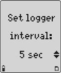 Logger Option This option is used to set how often the detector records a datalog sample (once every 1 to 127 seconds). From the user options menu, press H to scroll to Logger.