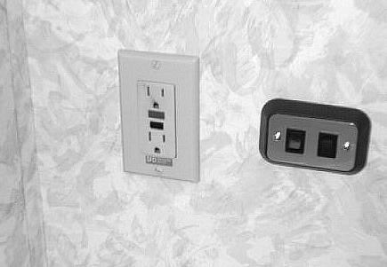 Outlets are also located on the outside of the coach near the entrance door.