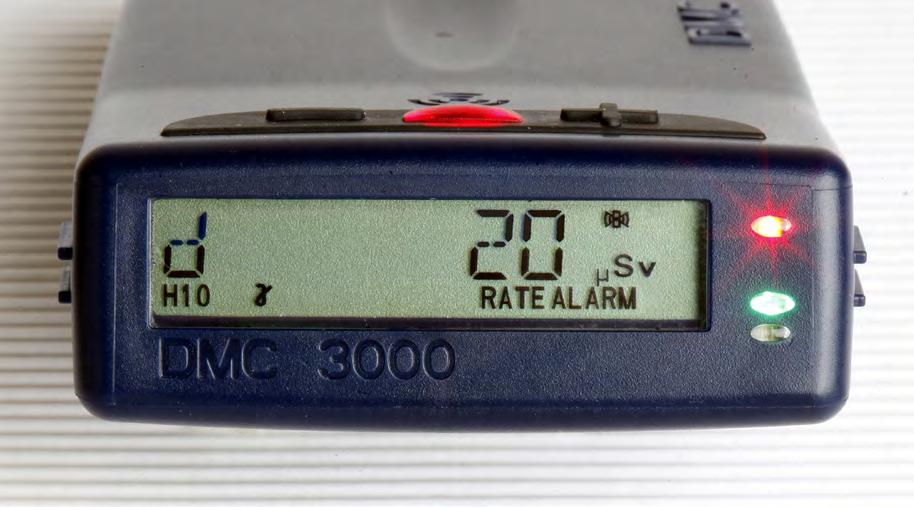 5- Alarms The DMC 3000 dosimeter provides multiple methods to alert the wearer of alarming conditions: A loud audible alarm is emitted by the dosimeter speaker A message or symbol appears on the