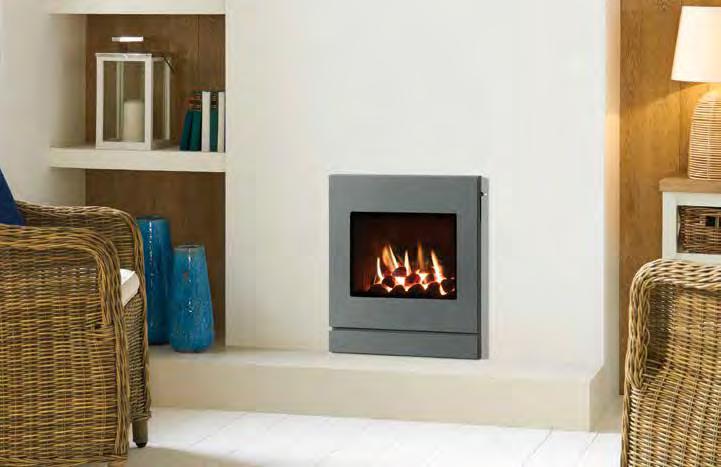 Logic HE fire, coal fuel bed and Designio2 Steel complete front in Iridium with Slide