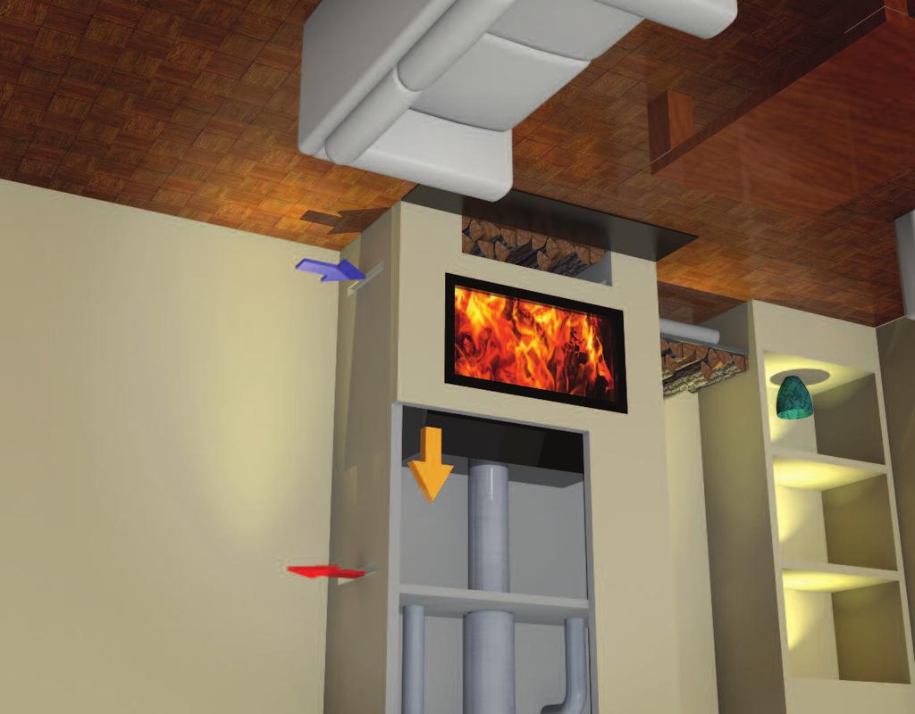 Installation chamber Woodfire inset models are installed into a chamber with an air gap around the stove.