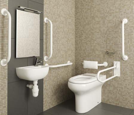 DOC M 40 Doc M pack, back to wall Doc M shower pack 41 SCDMBTWLW - Left handed pack including white grabrails and backrest Features Back to wall Doc M compliant pack including concealed dual flush
